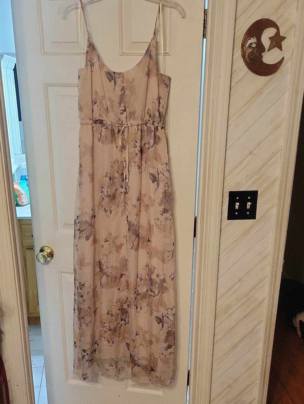 Costa Blanca Beige Maxi Dress with Lavender Floral